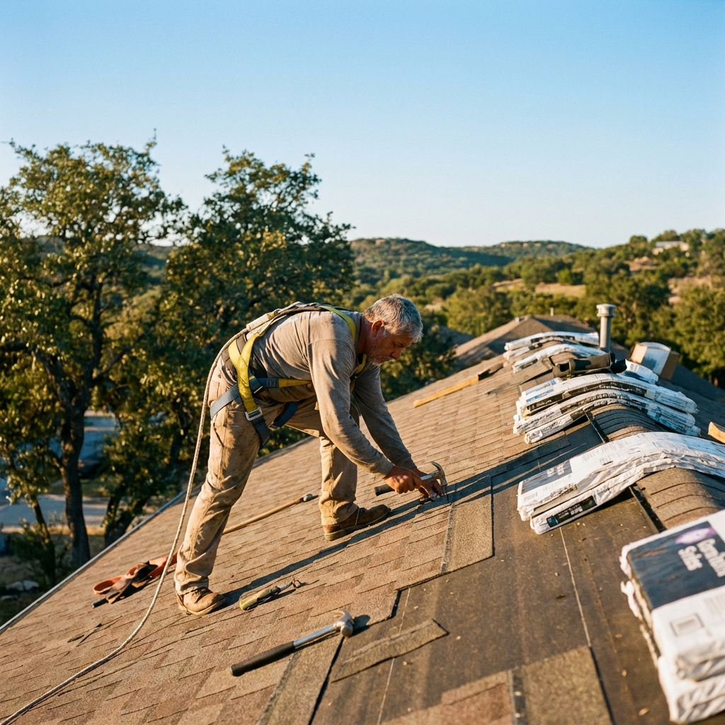 Professional roofer working in San Antonio